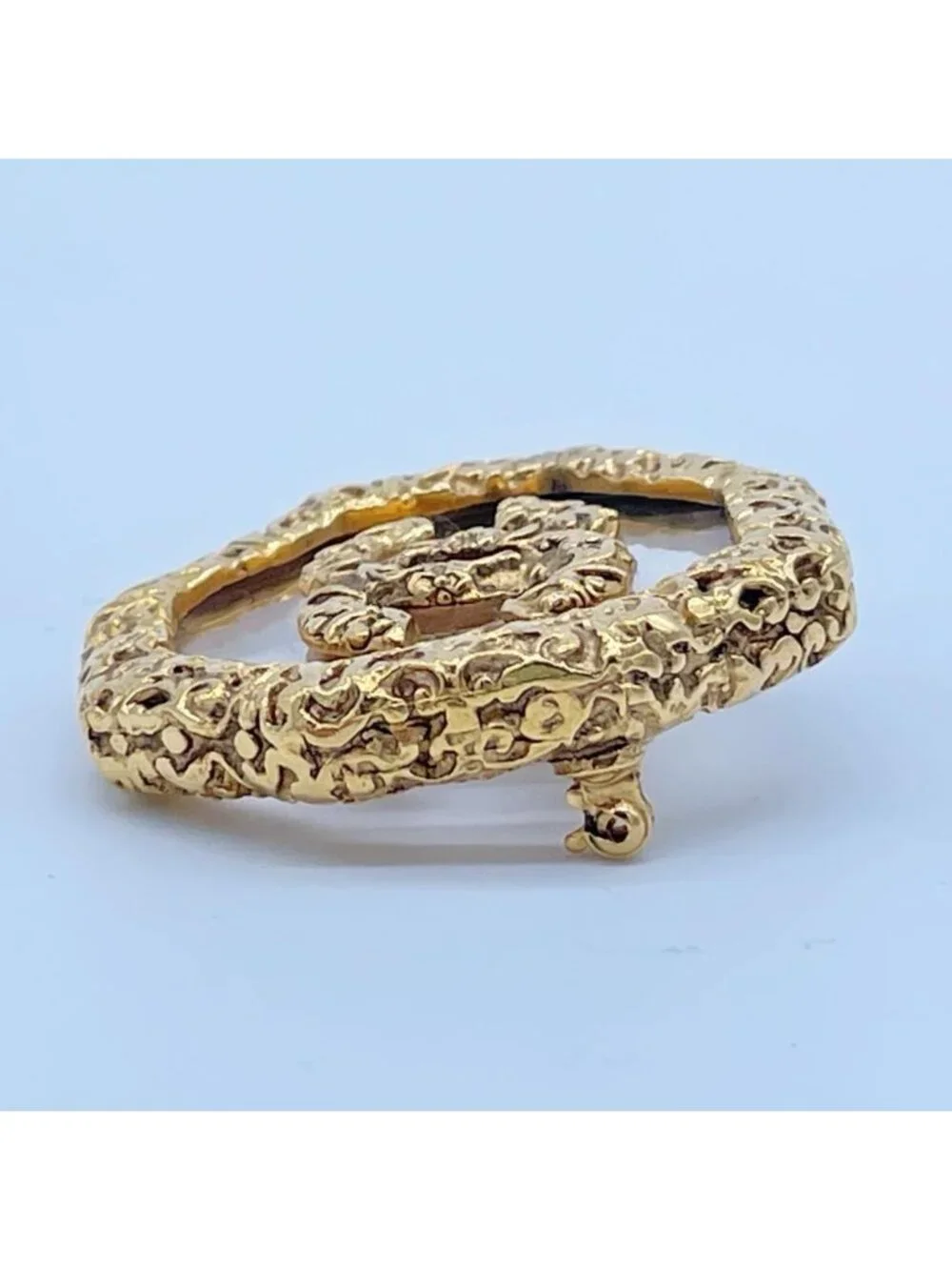 Chanel Brooch CC Logo Lava Gold